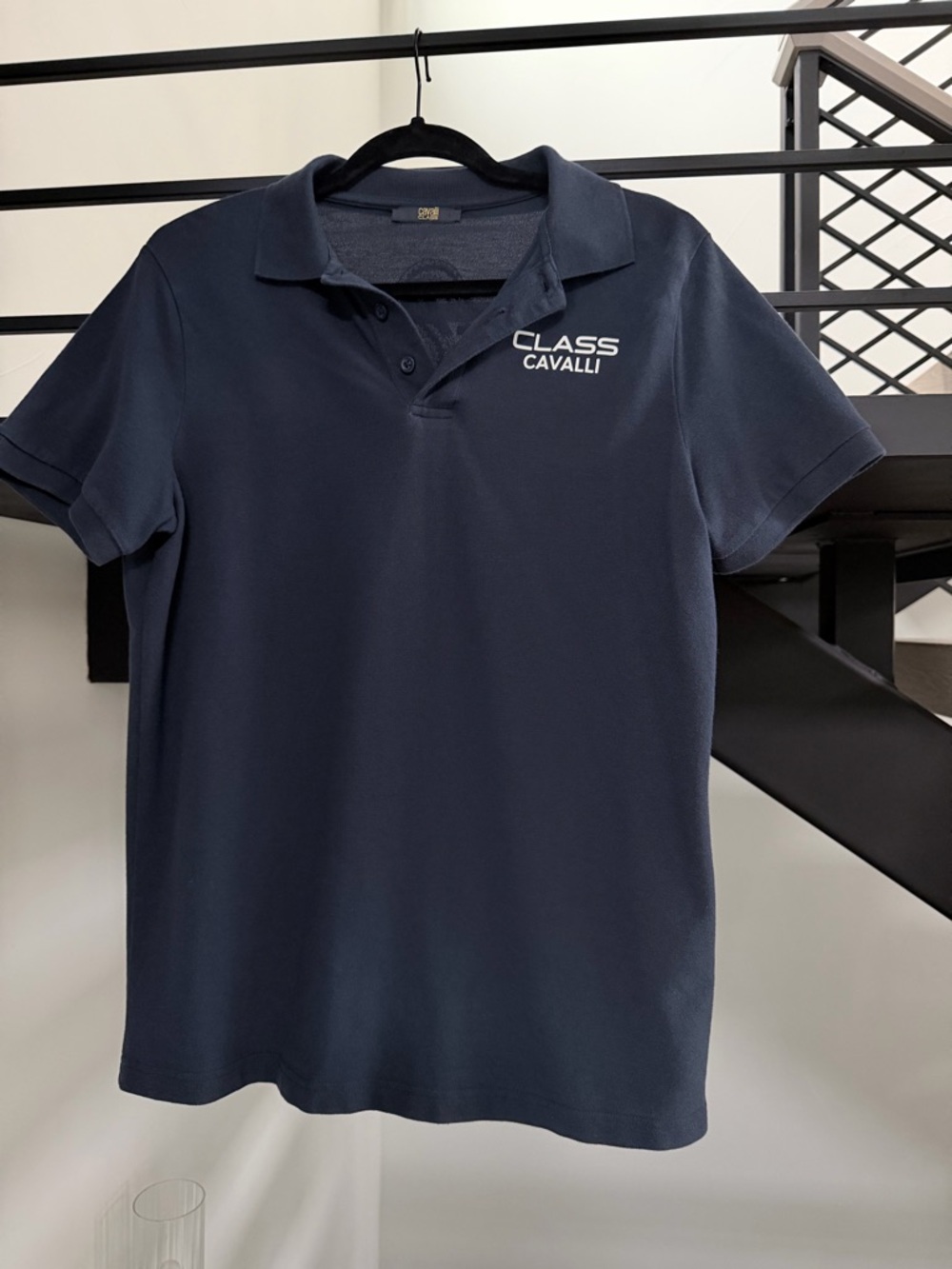 Mens Cavalli Class Navy Polo with White Snake size M - Picture 4 of 9